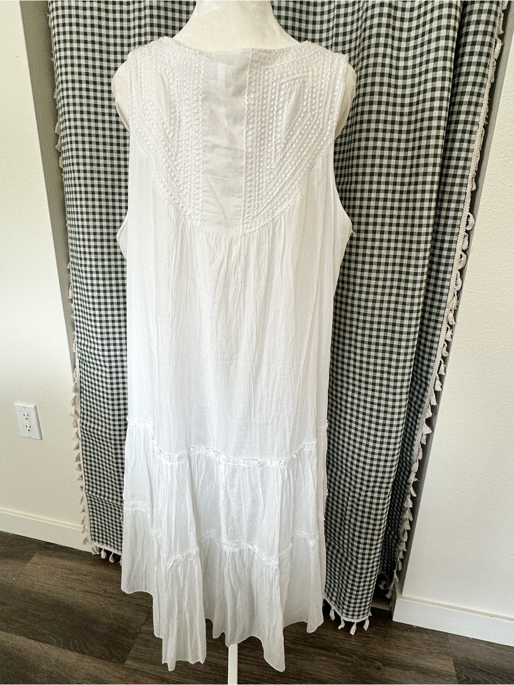 OSO Casuals Sleeveless White 100% Cotton Sleeveless Maxi Dress Sz 1X - Picture 3 of 5